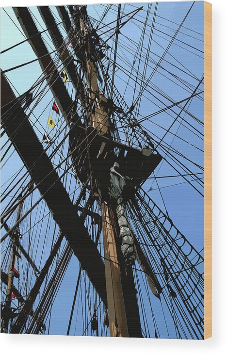 Ship Wood Print featuring the digital art Tall Ship design by John Foster Dyess by John Dyess