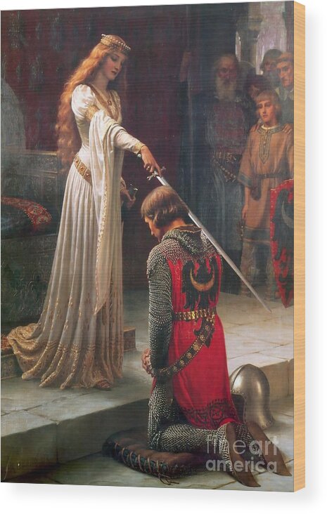 Edmund Blair Leighton Wood Print featuring the painting The Accolade by MotionAge Designs