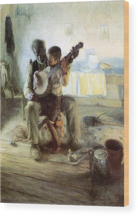 Black Art For Sale Wood Print featuring the painting The Banjo Lesson by Henry Ossawa Tanner