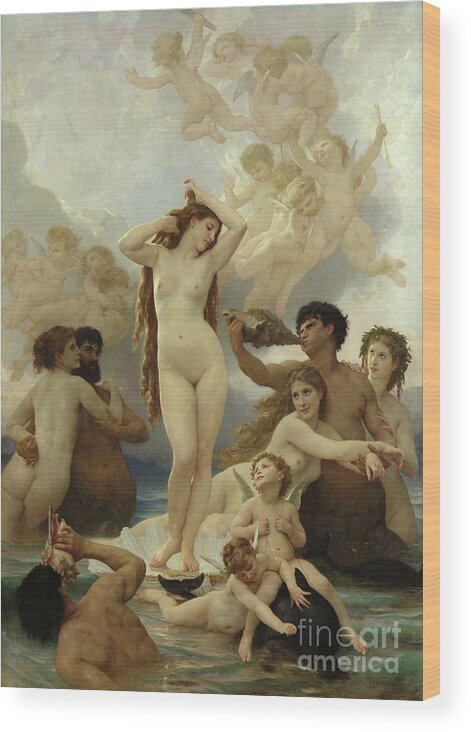 The Wood Print featuring the painting The Birth of Venus by William-Adolphe Bouguereau