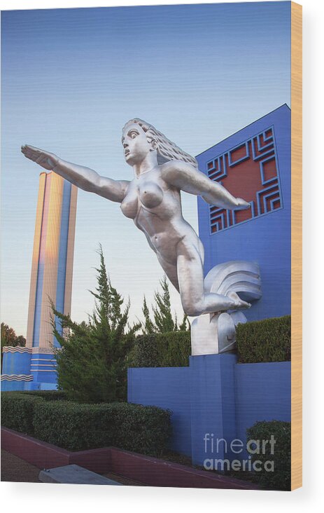 Art Deco Statues Wood Print featuring the photograph The Contralto Statue, The State Fair of Texas Esplanade by Greg Kopriva