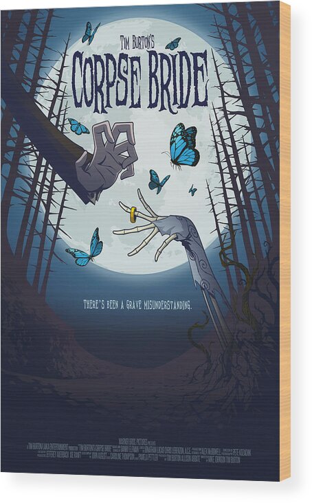 Movie Poster Wood Print featuring the digital art The Corpse Bride Alternative Poster by Christopher Ables