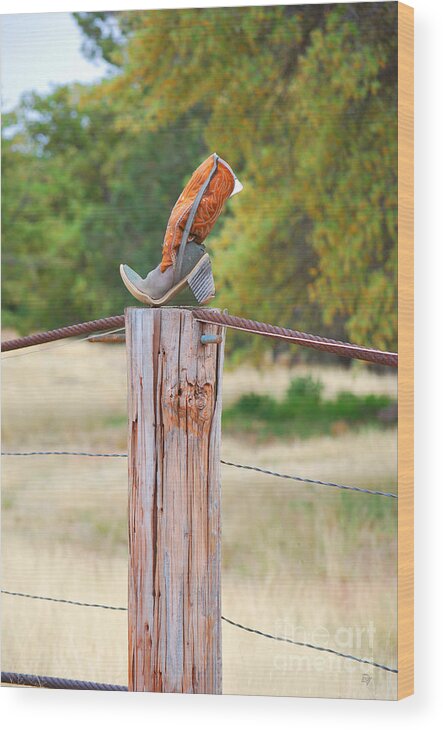 Fine Art Wood Print featuring the photograph The Cowboy Boot by Donna Greene