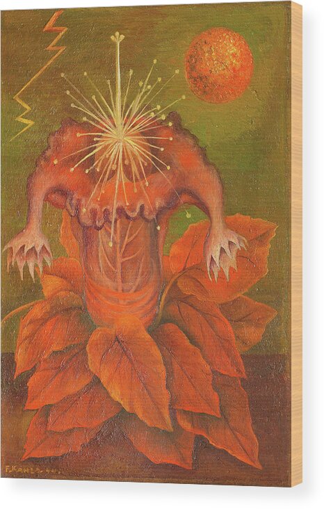 Frida Kahlo Wood Print featuring the painting The Flower of Life by Frida Kahlo
