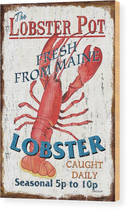 Lobster Wood Print featuring the painting The Lobster Pot by Debbie DeWitt