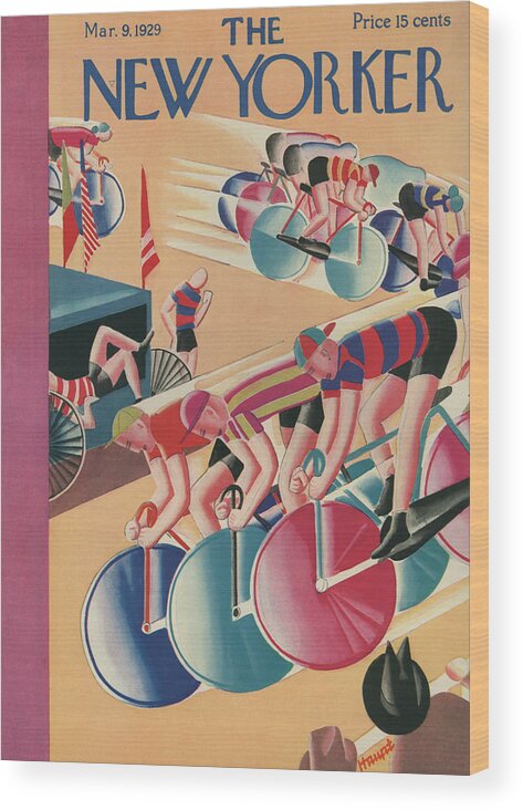 Bicycles Wood Print featuring the painting New Yorker March 9th, 1929 by Theodore G Haupt