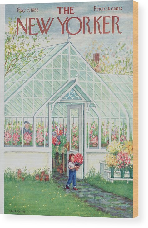 Greenhouse Wood Print featuring the painting New Yorker May 7th, 1955 by Edna Eicke