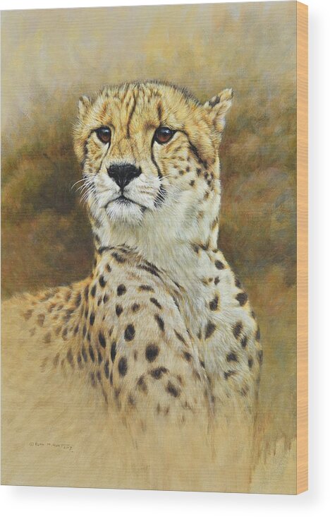 Wildlife Paintings Wood Print featuring the painting The Prince - Cheetah by Alan M Hunt