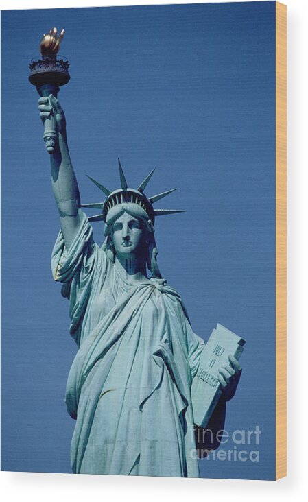 The Wood Print featuring the sculpture The Statue of Liberty by American School