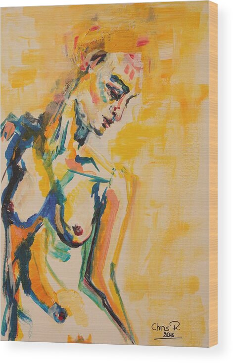 Woman Wood Print featuring the painting To Be Born Again by Christel Roelandt