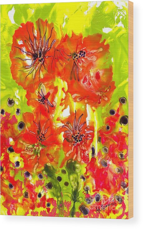 Flowers Wood Print featuring the painting Tra La La by Heather Hennick