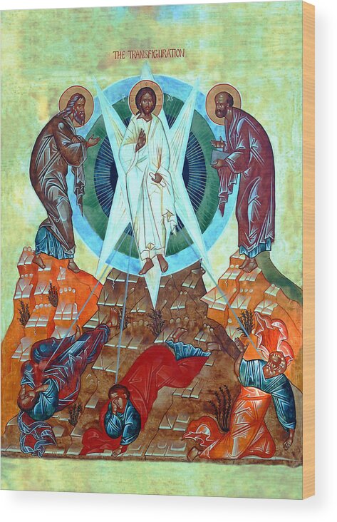 Resurrection Of Christ Wood Print featuring the painting Transfiguration of the Lord by Munir Alawi