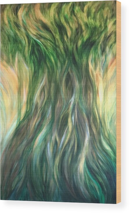 Tree Wood Print featuring the painting Tree of Wisdom by Michelle Pier