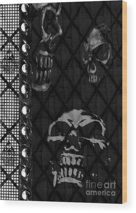 Skulls Wood Print featuring the digital art Triple Skulls by Roseanne Jones