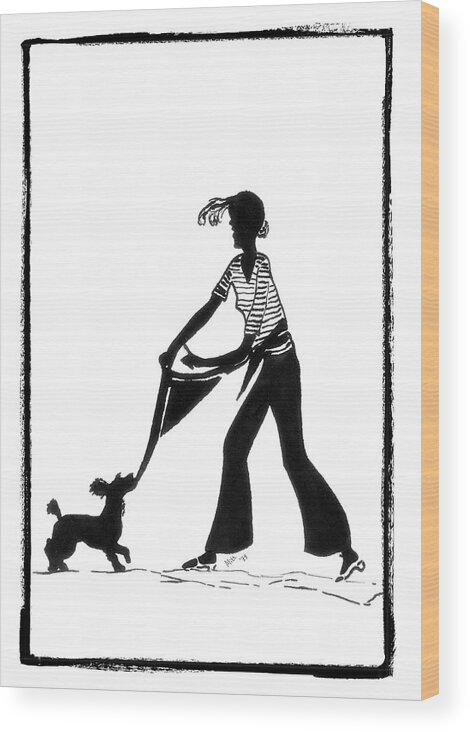 Vintage Wood Print featuring the drawing Tug O War by Patricia Montgomery