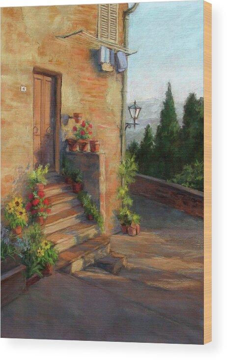 Tuscany Wood Print featuring the painting Tuscany Morning Light by Vikki Bouffard