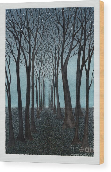 Fantasy Wood Print featuring the painting Twilight Forest by Hilda Wagner