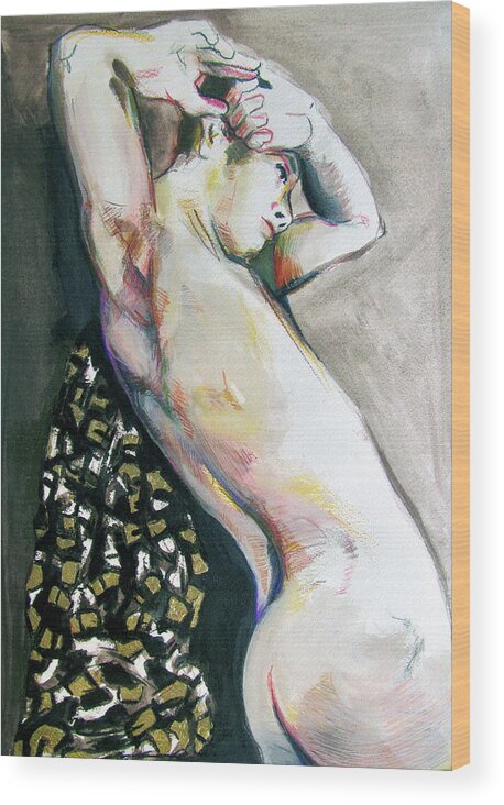 Figure Model Wood Print featuring the painting Twisting Towards the Light by Rene Capone