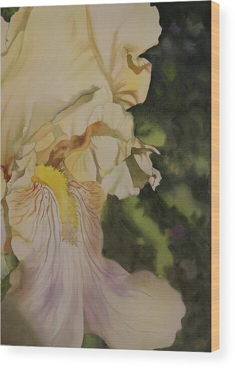 Iris Wood Print featuring the painting Unconventional Iris by Marlene Gremillion