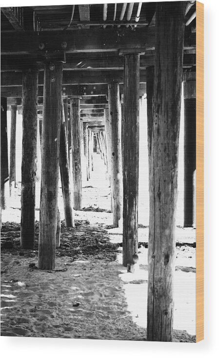Pier Wood Print featuring the mixed media Under The Pier by Linda Woods