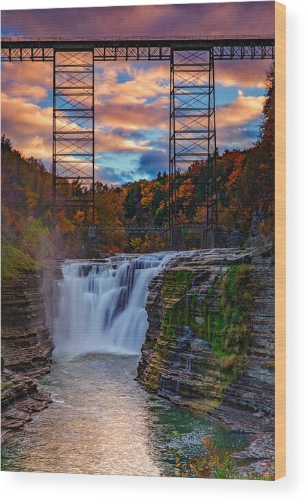 Autumn Wood Print featuring the photograph Upper Falls Letchworth State Park by Rick Berk