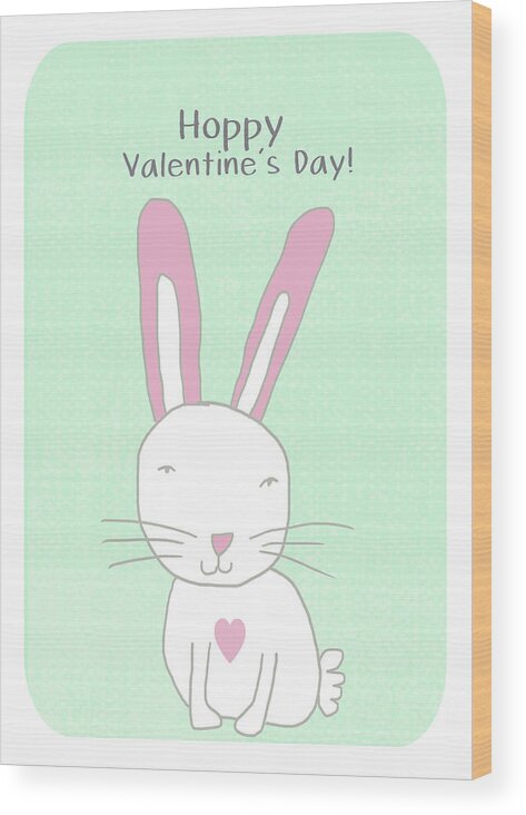 Bunny Wood Print featuring the mixed media Valentine Bunny- Art by Linda Woods by Linda Woods