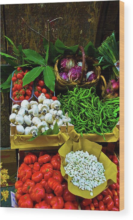 Fruits Photographs Wood Print featuring the photograph Vegetables in Florence by Harry Spitz