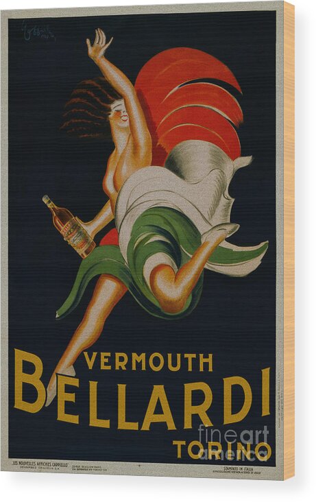 Vermouth Bellardi Torino Vintage Poster Wood Print featuring the painting Vermouth Bellardi Torino Vintage Poster by Vintage Collectables