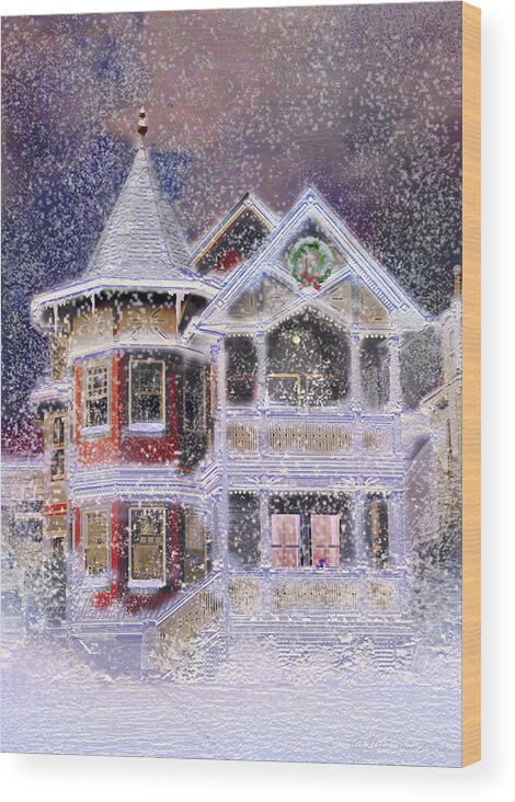 House Wood Print featuring the digital art Victorian Christmas by Steve Karol