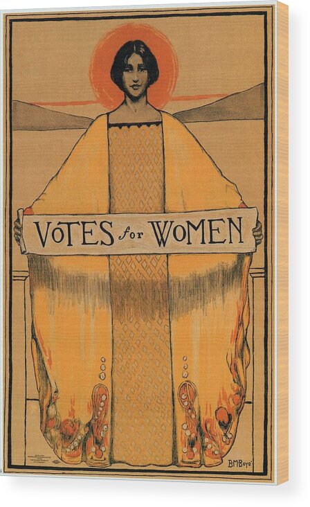 Votes For Women Wood Print featuring the mixed media Votes for Women - Vintage Propaganda Poster by Studio Grafiikka