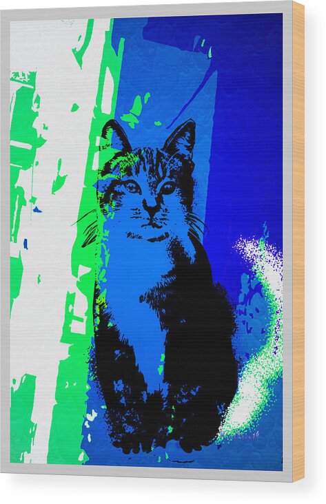Cat Wood Print featuring the digital art Wait and See by Asok Mukhopadhyay