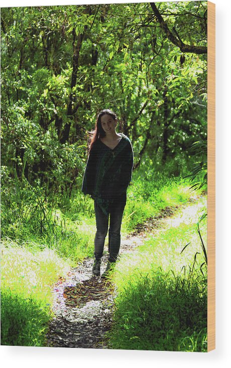Girl Wood Print featuring the photograph Walk In Sunlit Path by Miroslava Jurcik
