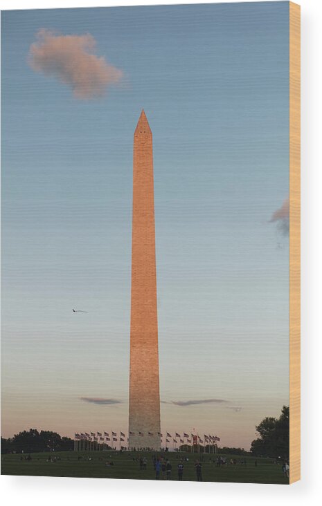 Washington Monument Wood Print featuring the photograph Washington Monument at sunset by Doolittle Photography and Art