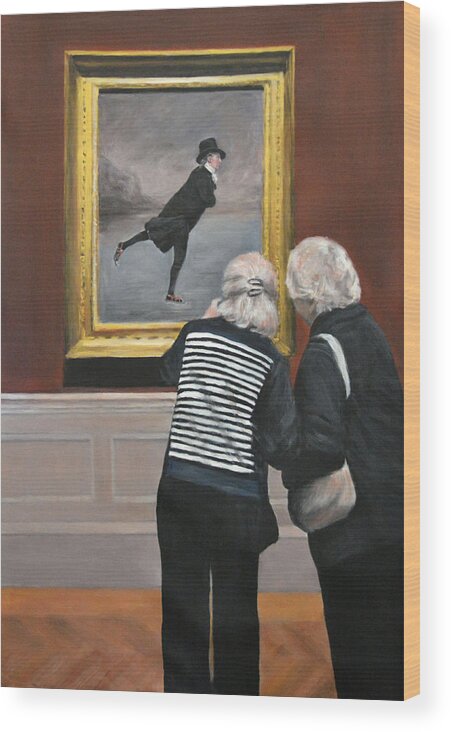 Skating Minister Wood Print featuring the painting Watching the skating minister by Escha Van den bogerd