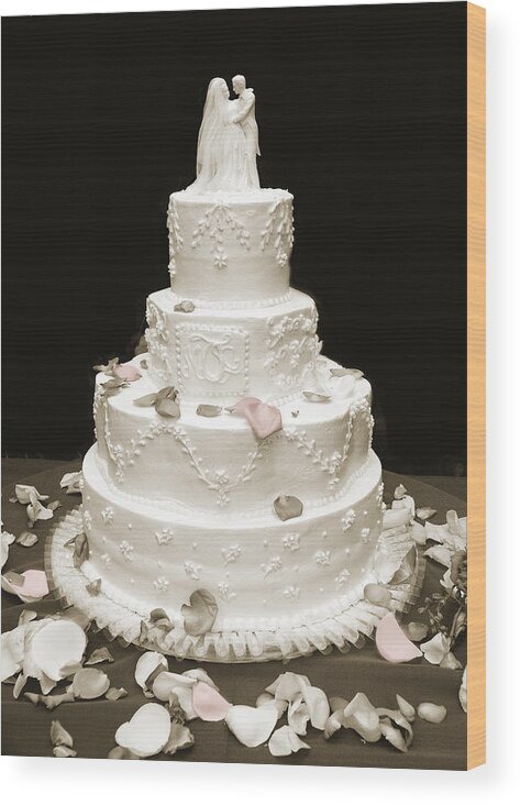 Love Wood Print featuring the photograph Wedding cake petals by Marilyn Hunt