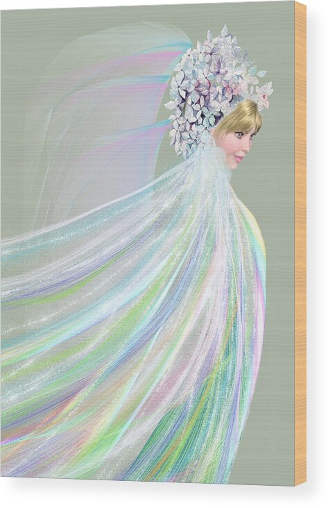 Card Wood Print featuring the digital art Wedding Card by Rosalie Scanlon