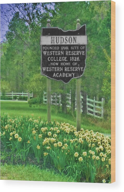 Hudson Wood Print featuring the photograph Welcome To Hudson Ohio by Ken Krolikowski