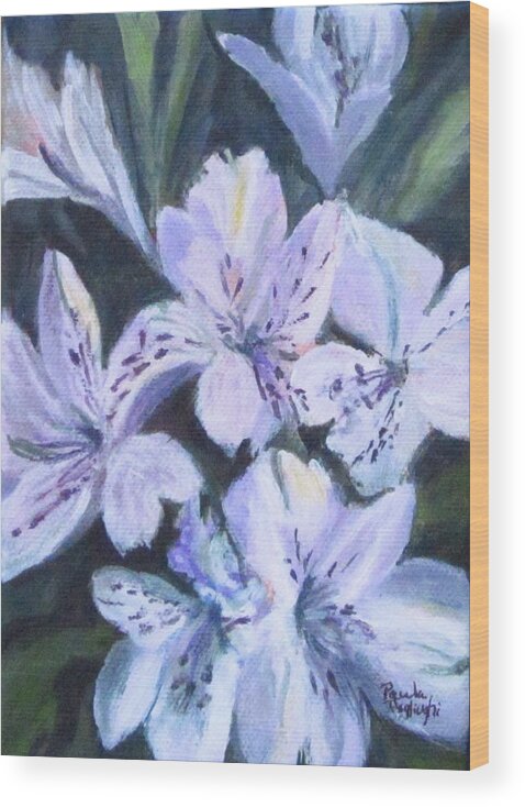 Acrylic Wood Print featuring the painting White Peruvian Lily by Paula Pagliughi
