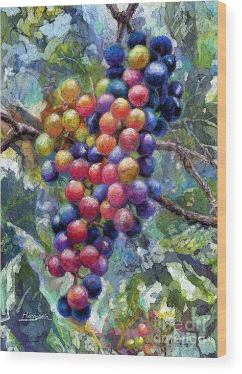 Grape Wood Print featuring the painting Wine Grapes by Hailey E Herrera
