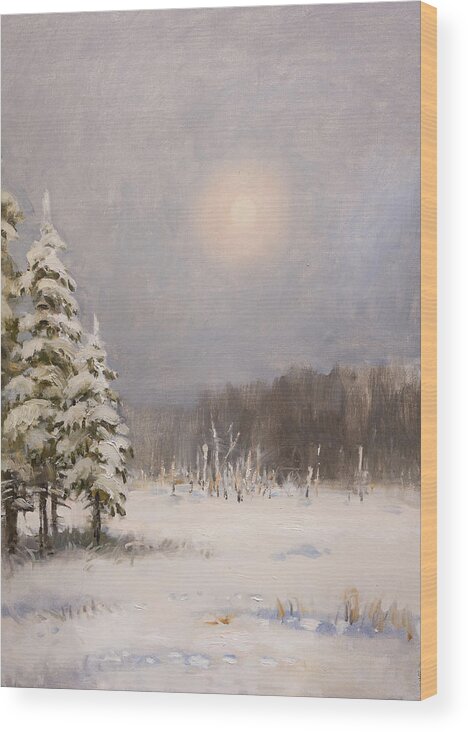 Winter Wood Print featuring the painting Winter Stillness by Valentina Kondrashova