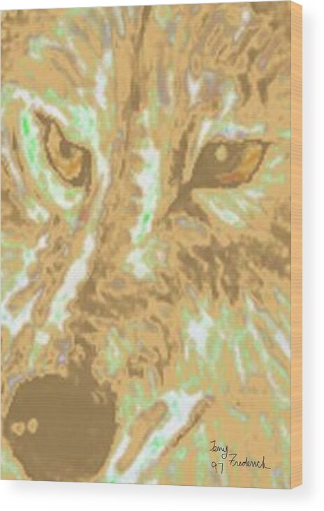 Wolf Wood Print featuring the pastel Wolf by Terry Frederick