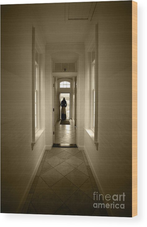 Door Wood Print featuring the photograph Woman at the Door by Timothy Johnson