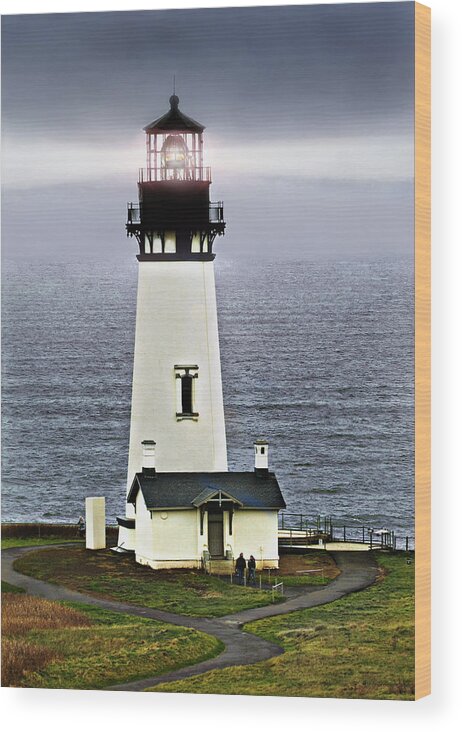 Lighthouse Wood Print featuring the photograph Yaquina Head Lighthouse by John Christopher
