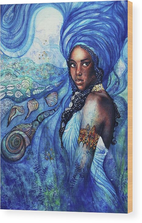 Yoruba Yemoya Goddess Wood Print featuring the digital art Yemoya by Bernadett Bagyinka