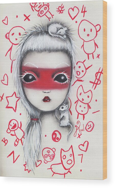 Inspired By Die Antwoord Wood Print featuring the painting Yo by Abril Andrade
