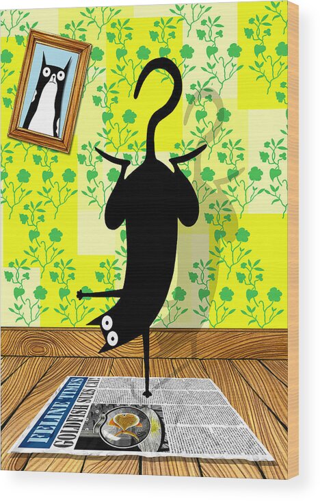 Yoga Wood Print featuring the drawing Yoga Mat by Andrew Hitchen