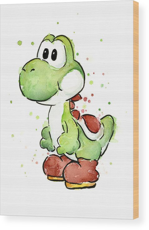 Watercolor Wood Print featuring the painting Yoshi Watercolor by Olga Shvartsur