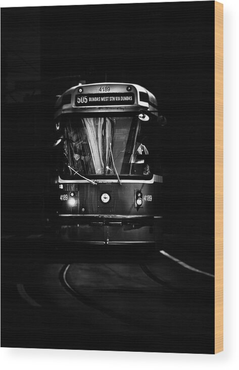 Brian Carson Wood Print featuring the photograph The 505 Dundas Streetcar Toronto Canada #1 by Brian Carson