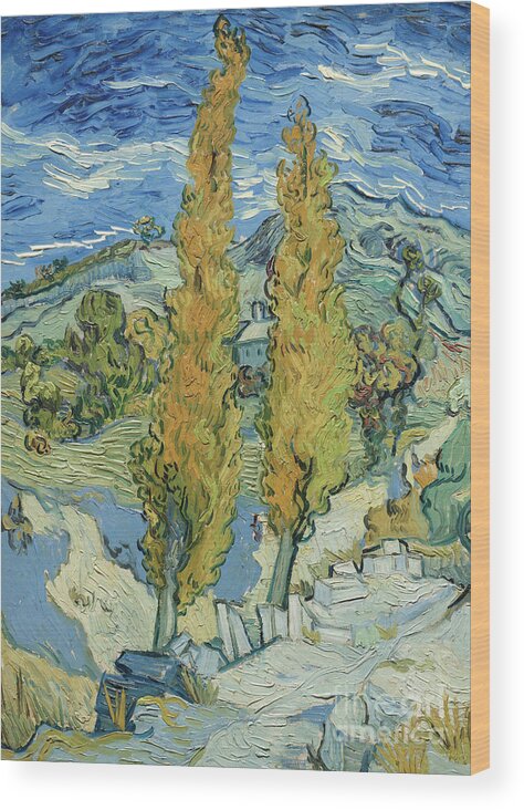Poplars Wood Print featuring the painting The Poplars at Saint Remy, 1889 by Vincent Van Gogh