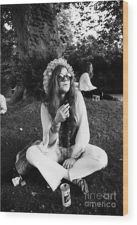 Singer Wood Print featuring the photograph Janis Joplin At Newport #2 by The Estate Of David Gahr